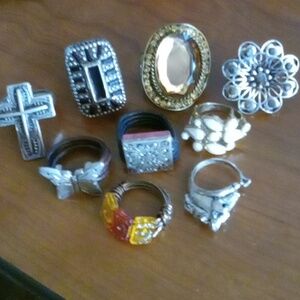 Bundle of 9 Costume  Jewelry Rings